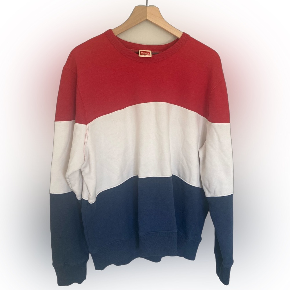 Homage Red, White & Blue Block Crewneck